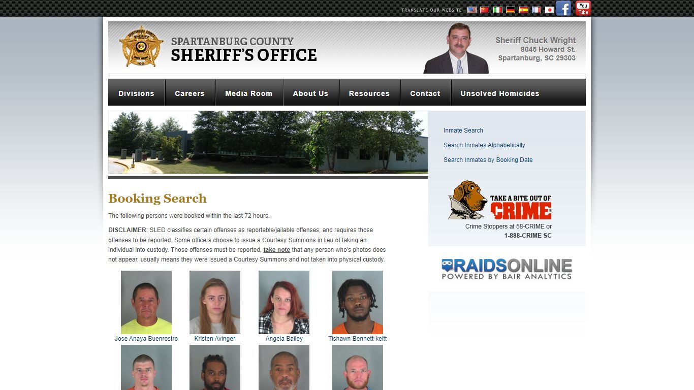 Booking Search : Spartanburg Sheriff